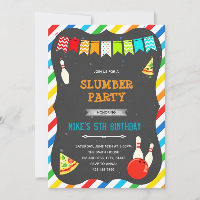 Convite para boliche de pizza (Frente)