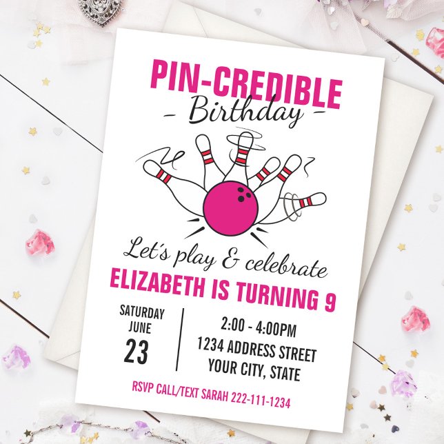 Convite para boliches de aniversário para meninas (Criador carregado)