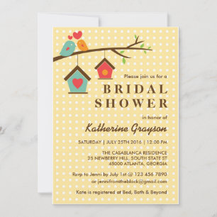 Convite para Bolinhas de Birdhouse e Love Birds