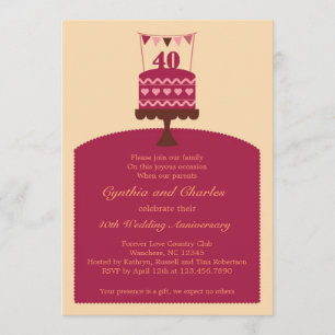 Convite para Bolo de Aniversário de 40 Casamentos
