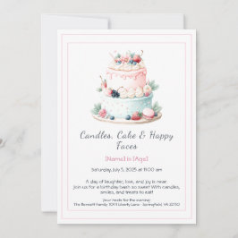 Convite para Bolo de Birthday Watercolor - Doce