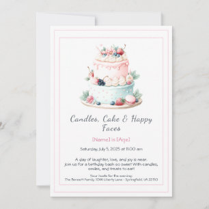 Convite para Bolo de Birthday Watercolor - Doce