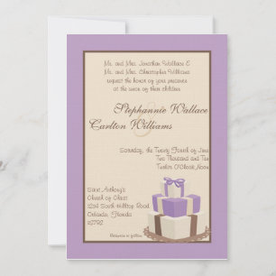 Convite para Bolo de Casamento Roxo/Marrom