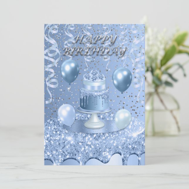 Convite para Bolo de Passageiro Azul (Em pé/Frente)