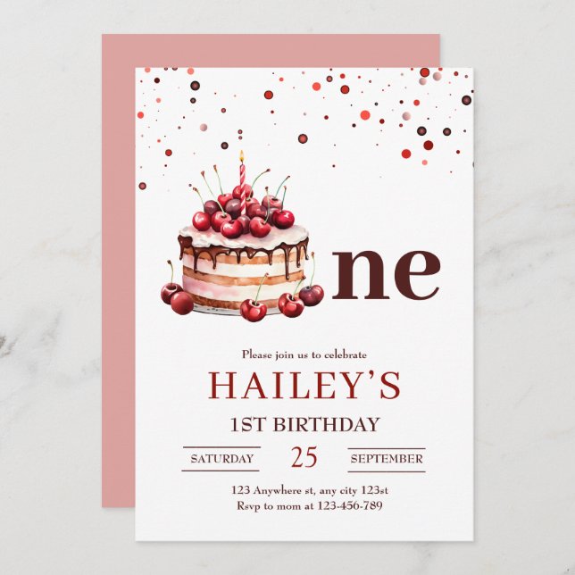 Convite para Bolo de primeiro aniversario, primeir (Frente/Verso)