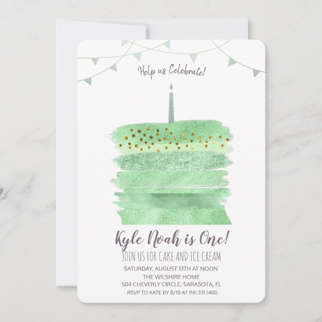 Convite para Bolo de Primeiro primeiro aniversario (Frente)