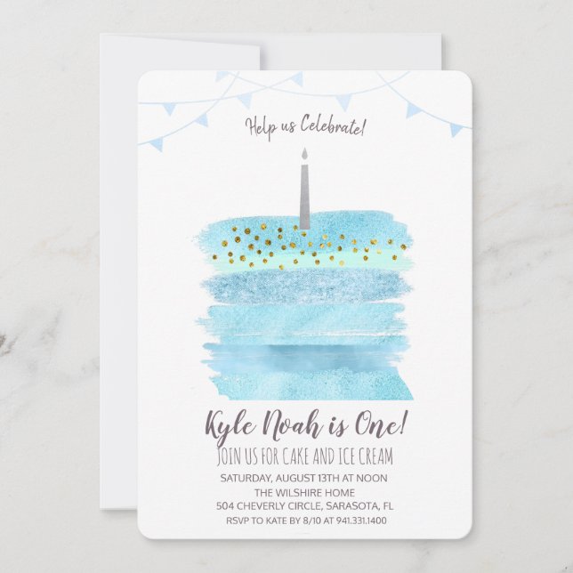 Convite para Bolo de Primeiro primeiro aniversario (Frente)