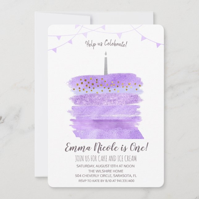 Convite para Bolo de Primeiro primeiro aniversario (Frente)