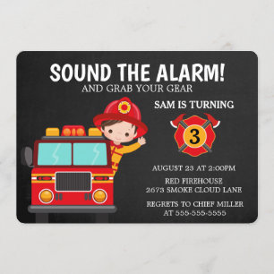 Convite para Bombeiros de Caminhão de Fogo