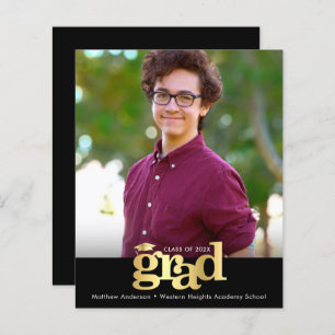 Convite para Boné de Graduação de Fotos Dourada Pr