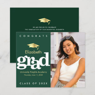 Convite para Boné Dourado para Graduação de Fotos 
