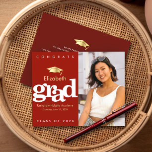 Convite para Boné Dourado para Graduação de Fotos 