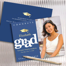 Convite para Boné Dourado para Graduação de Fotos