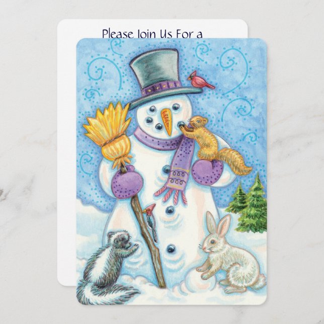 Convite para bonitinho de Natal e Animais (Frente/Verso)