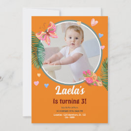 Convite para Borboleta Orangeprimeiro aniversario