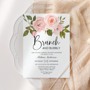 Convite para Brida Floral de Eggshell e Blush