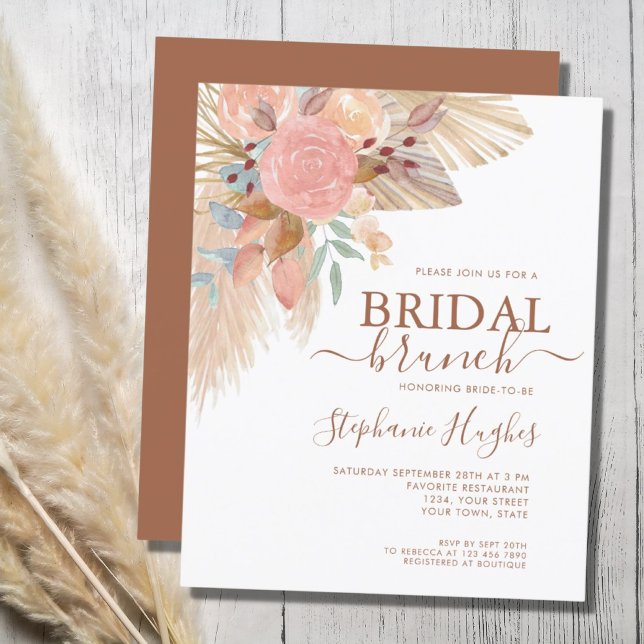 Convite para Bridal Boho de Grass Grass de Pampas  (Criador carregado)