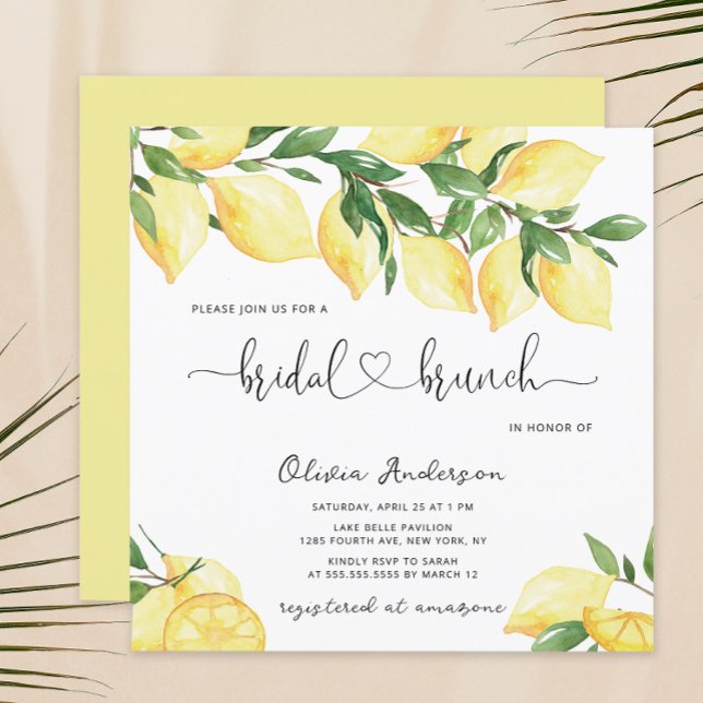 Convite para Bridal Lemon Elegante Brunch (Criador carregado)
