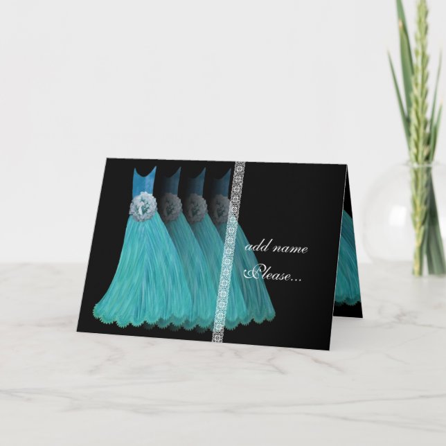 Convite para Bridesmaid - Palhaços Azuis Turquesa (Frente)