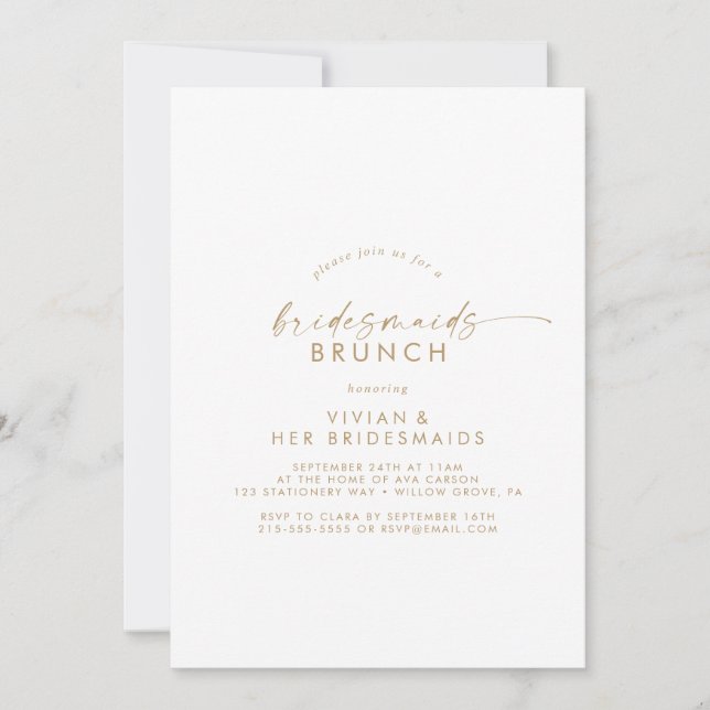 Convite para Bridesmaids Dourados modernos (Frente)