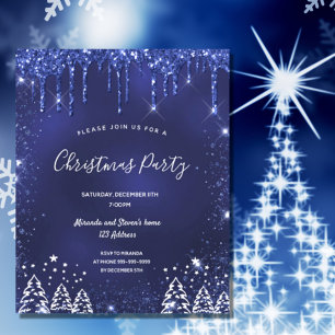 Convite para brilho azul da festa de Natal