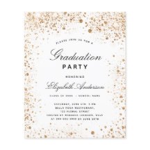 Convite para brilho de ouro branco de graduação de
