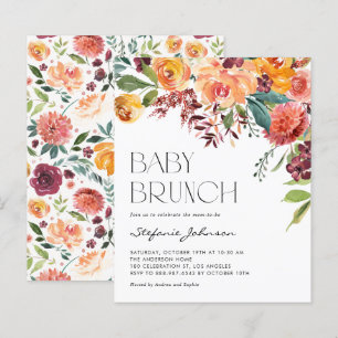 Convite para Brunch de Bebê Floral de Outono