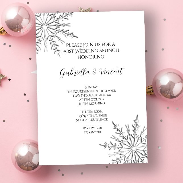 Convite para Brunch de Casamento Pós-Inverno Snowf (Criador carregado)