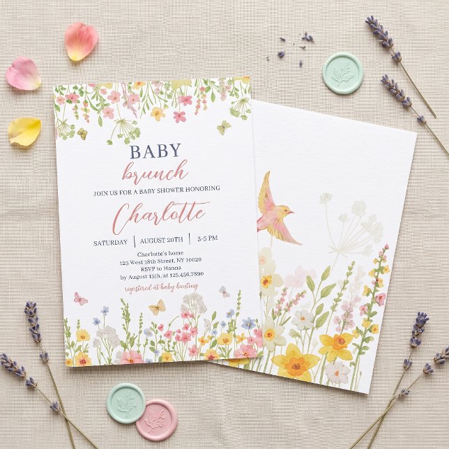 Convite para Brunch de Chá de Bebê no Jardim de Fl (Criador carregado)