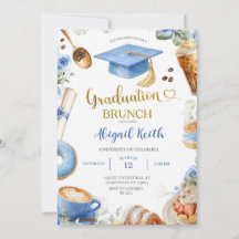 Convite para brunch de formatura Blue Coffee