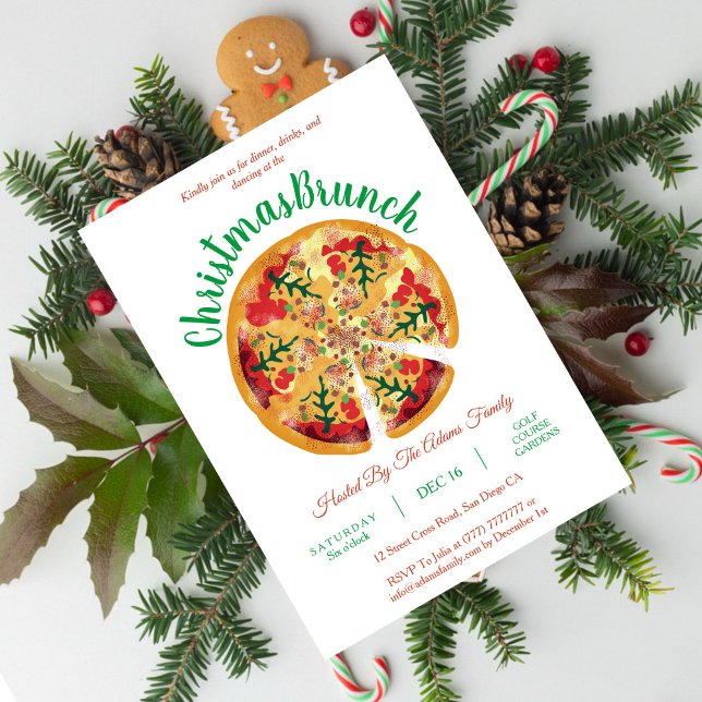 Convite para Brunch de Natal com Churrasco, Pizza  (Criador carregado)