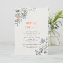 Convite para Brunch de Noiva Boho Spring Blue Flor