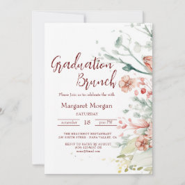 Convite para Brunch de Noiva com Flores em Aquarel