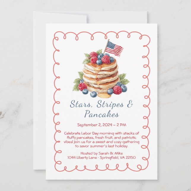 Convite para Brunch de Panquecas no Dia do Trabalh (Frente)