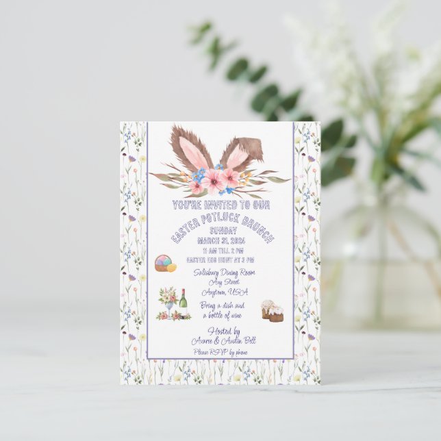 Convite para Brunch de Páscoa (Em pé/Frente)