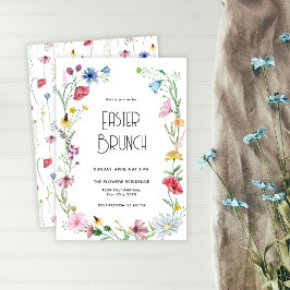 Convite para Brunch de Páscoa com Flores Silvestre