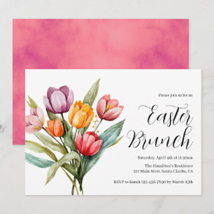 Convite para Brunch de Páscoa com Tulipas Florais