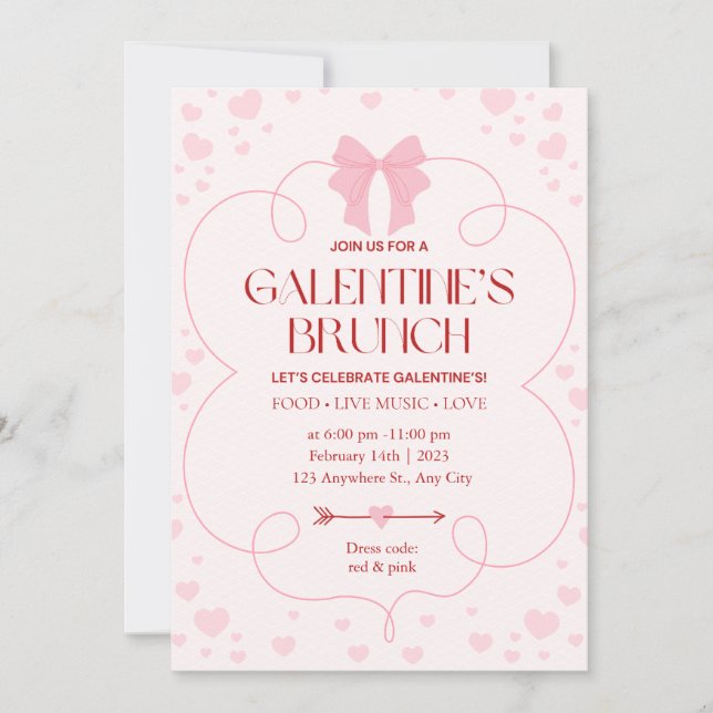 Convite para Brunch do Dia das Galentinas Rosa Fem (Frente)