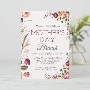 Convite para Brunch do Dia das Mães Floral Botânic
