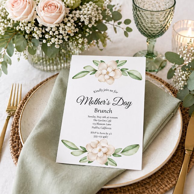 Convite para Brunch do Dia das Mães Floral Elegant (Criador carregado)