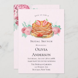 Convite para Brunch Pancake Pink e Mint Bridal