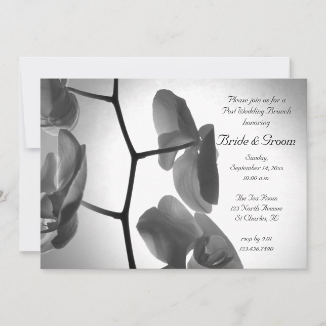 Convite para Brunch Pós-Casamento com Orquídeas no (Frente)