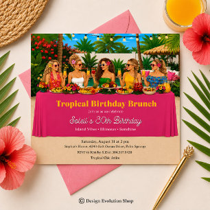 Convite para Brunch Tropical à Beira da Piscina 