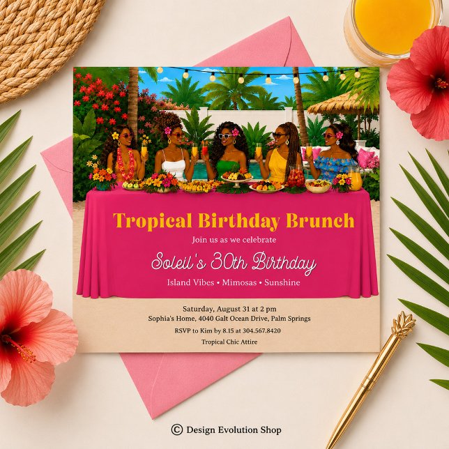 Convite para Brunch Tropical à Beira da Piscina  (Criador carregado)