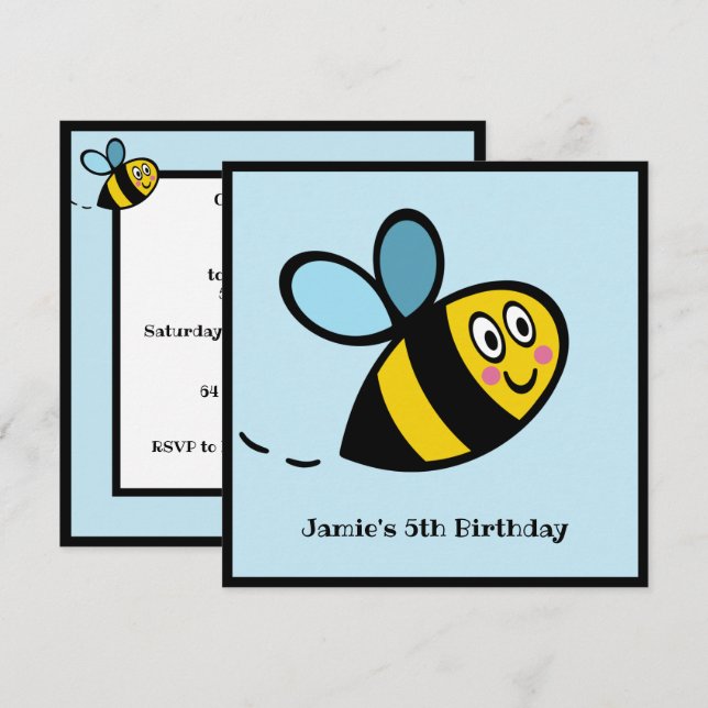 Convite para Bumblebee ocupado personalizado (Frente/Verso)
