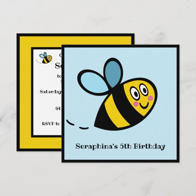Convite para Bumblebee ocupado personalizado (Frente/Verso)