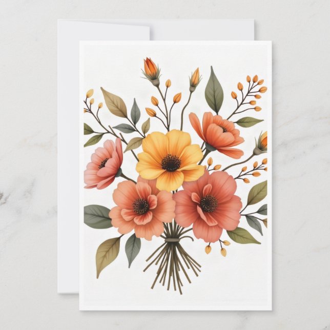 Convite para Buquê de Flores de Outono (Frente)