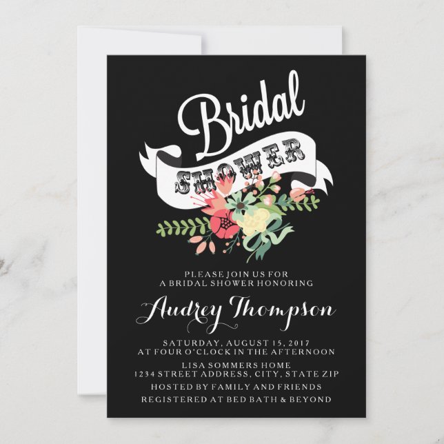 Convite para Buquê Floral Bridal e Chá de Banner (Frente)
