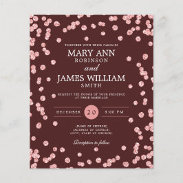 Convite para Burgundy, Rosa Dourada de Casamento d