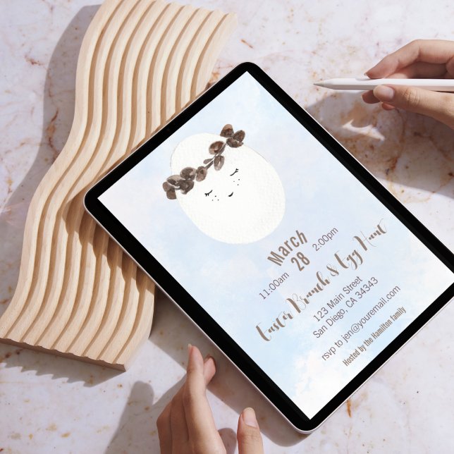 Convite Para Caça De Ovo Da Páscoa Coroa Brunch E  (Criador carregado)